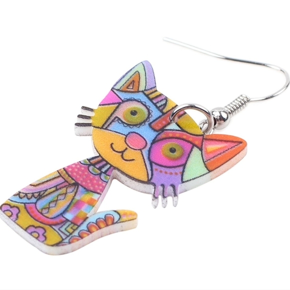 Colorful Cat Earrings - Picture 3 of 4